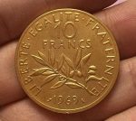 1969 Gold Plated French Coin, Ancient Silver Commemorative Coin, One Silver Dollar - Imagen 4
