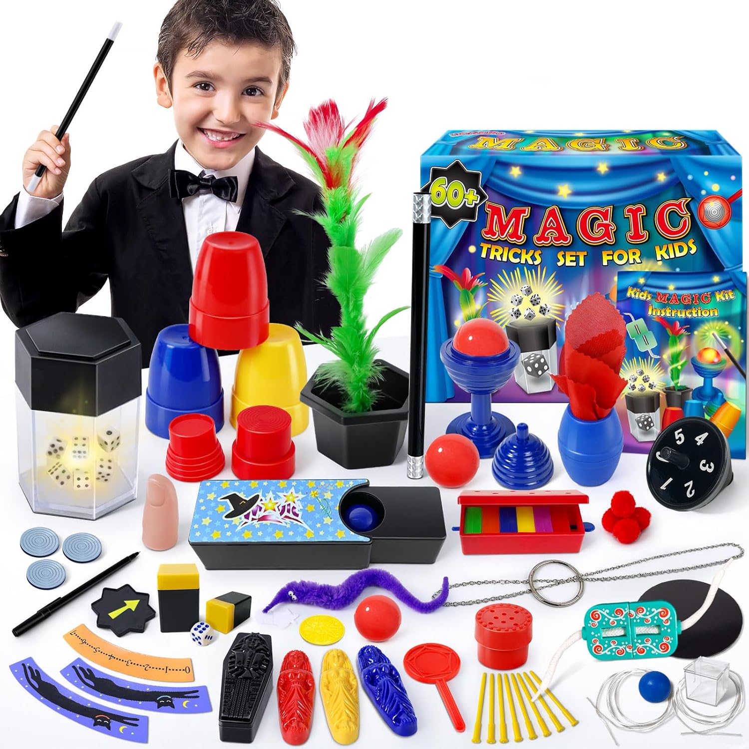 Heyzeibo Magic Game - 60+ Magic Tricks for Kids, Kids Heyzeibo Magic Game - 60+ Magic Tricks for Kids, Kids Magic Game with Magic Wand and Instructions, Ideal Gift for Kids, Girls, Toddlers, Beginners