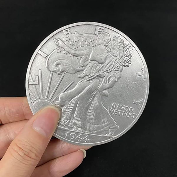 MOMOMAGE Jumbo Walking Liberty Half Dollar (7.3cm) Magic Tricks Coin Apparently Magic for Magicians Close Up Street Illusions Accessories