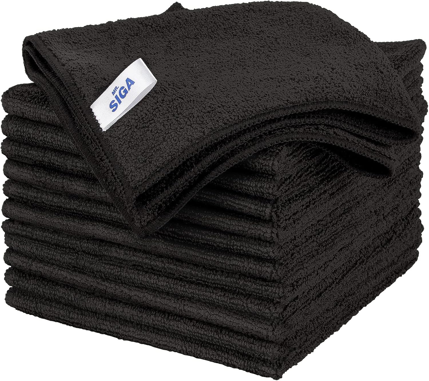 MR.SIGA Microfiber Cleaning Cloth, Multipurpose Cleaning Towels, Set of 12, MR.SIGA Microfiber Cleaning Cloth, Multipurpose Cleaning Towels, Set of 12, Black