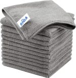MR.SIGA Microfiber Cleaning Cloth, Multipurpose Microfiber Towels, Streak Free Cleaning Cloths, Pack of 12, Grey, Size 32 x 32 cm