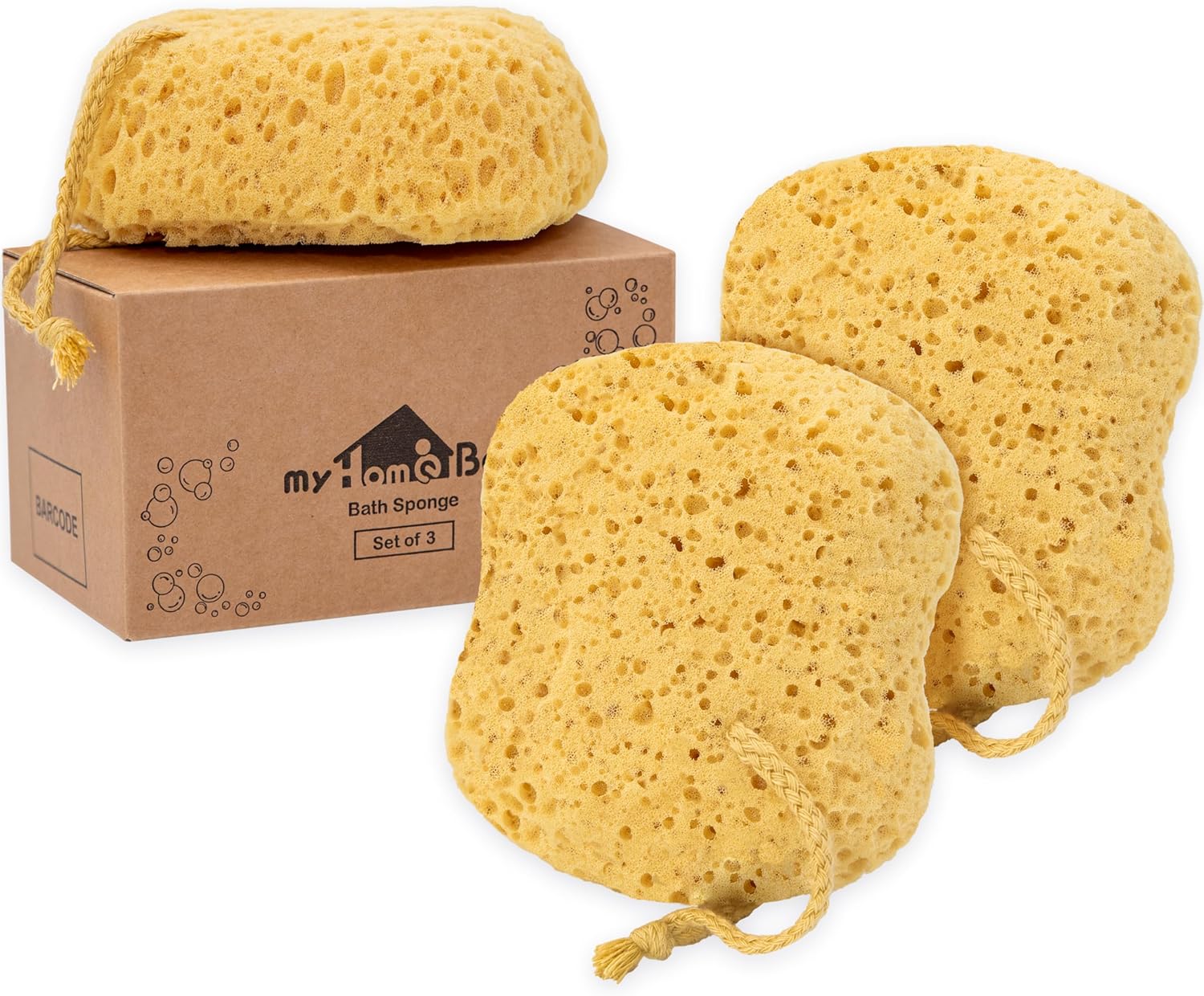 myHomeBody Bath Sponge, Sponge Sponge, Body Sponge for Shower - myHomeBody Bath Sponge, Sponge Sponge, Body Sponge for Shower - Large Size, Lots of Foam, Curvy, Pack of 3