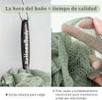 myHomeBody Large 70g Loofah Sponge, Body Scrub, Bath Sponge, Exfoliating Sponge - Shower Bean Bag with Activated Charcoal -2 Graphite Gray + 1 Sage Green, 3 Pack - Imagen 3