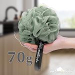 myHomeBody Large 70g Loofah Sponge, Body Scrub, Bath Sponge, Exfoliating Sponge - Shower Bean Bag with Activated Charcoal -2 Graphite Gray + 1 Sage Green, 3 Pack - Imagen 5
