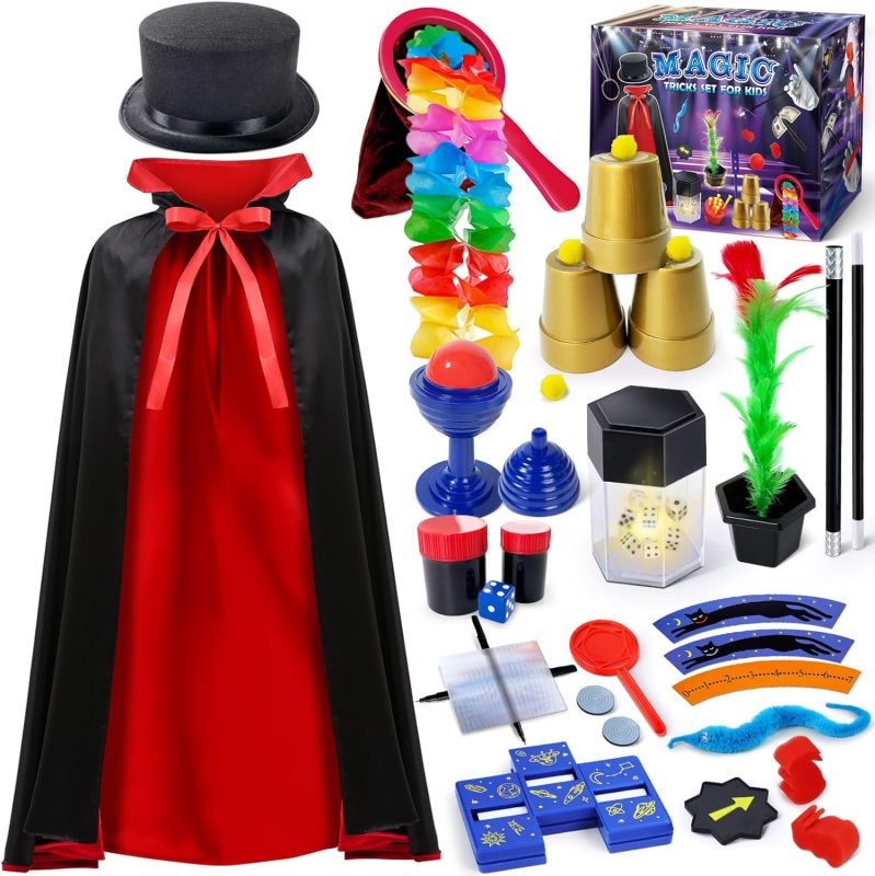 Heyzeibo Magic Game, Magic Tricks with Instructions for Every Trick for Kids Ages 6 7 8 9 10 11 12 Years Old Boys Girls Wizard Costume