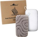 myHomeBody Double Texture Shower Exfoliating Sponge for Men and Women - Body Loofah - 2 Pack