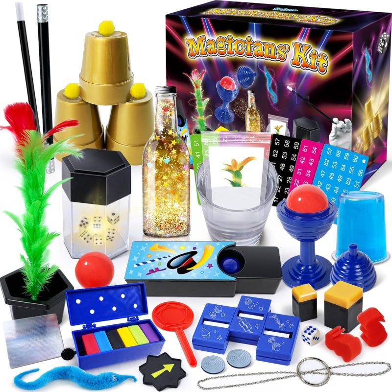 Magic Kit, 50+ Magic Tricks for Kids with Instructions to Perform Each Trick, Magic Set for Girls Boys Beginners