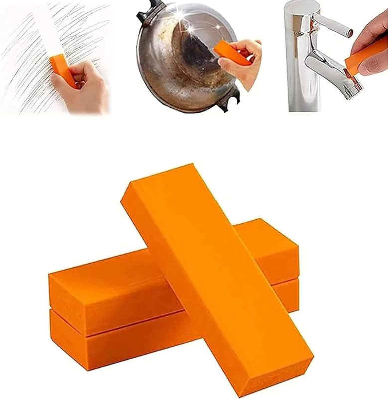 Stainless Steel Scratch Eraser Kit, 3 Magic Rust Remover Erasers for Cleaning and Removing Water Stains and Rust on Kitchen Appliances and Utensils