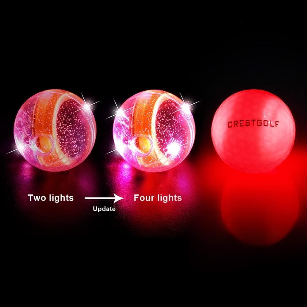 Kofull Pack of 6 LED Golf Balls for Night Training, Golf Balls, Bright Distance Balls, Assorted Colors (Pink, Blue, Red, Green, White and Yellow), Blue, White, Orange, Red, Pink, Green - Imagen 3
