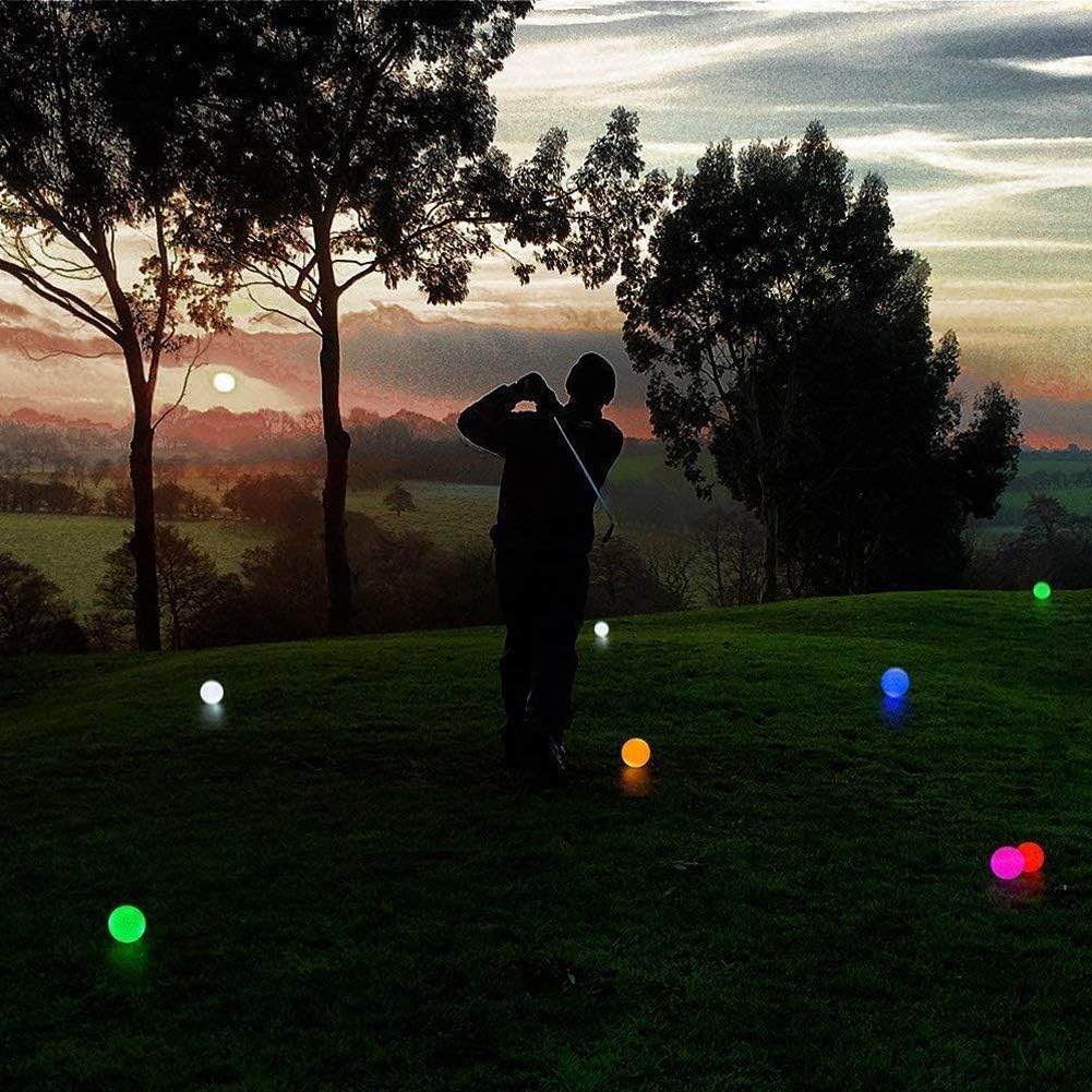 Kofull Pack of 6 LED Golf Balls for Night Training, Golf Balls, Bright Distance Balls, Assorted Colors (Pink, Blue, Red, Green, White and Yellow), Blue, White, Orange, Red, Pink, Green - Imagen 6