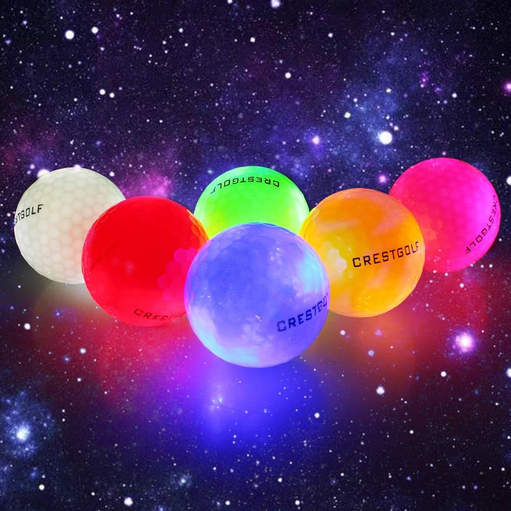 Kofull Pack of 6 LED Golf Balls for Night Training, Golf Balls, Bright Distance Balls, Assorted Colors (Pink, Blue, Red, Green, White and Yellow), Blue, White, Orange, Red, Pink, Green - Imagen 8