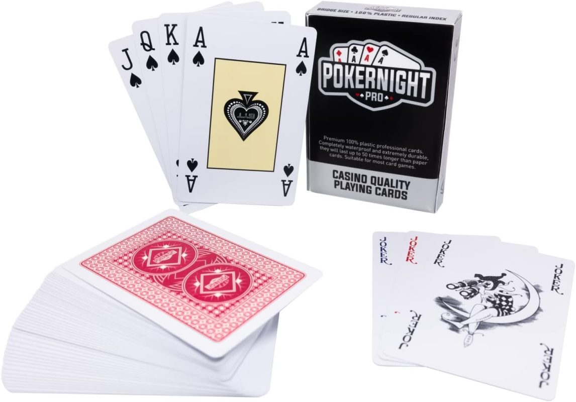 Deck of Playing Cards | UK Brand | Plastic 100% Waterproof (Red Backs) | Premium Deck | Bridge Rummy Canasta (3 Jokers)