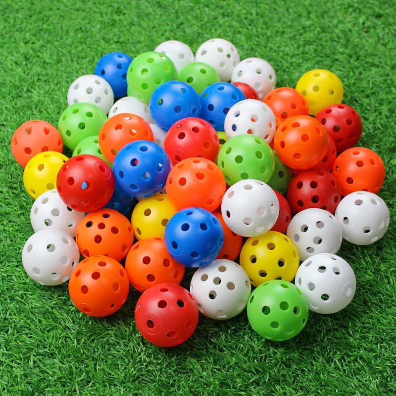 Kofull 50Pack/24 Pack 40mm Golf Practice Balls with Airflow Hole Colorful Perforated Plastic Balls for Swing Practice Driving Range Home Use Pets Kids Pool Balls Toys for Fun