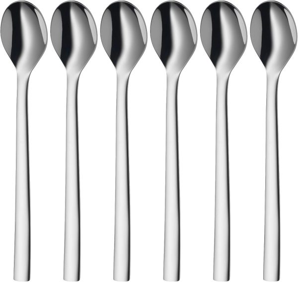 WMF Nuova – Set of 6 Latte Macchiato Spoon 19 cm, Polished Stainless Steel, Cromargan, Dishwasher Safe