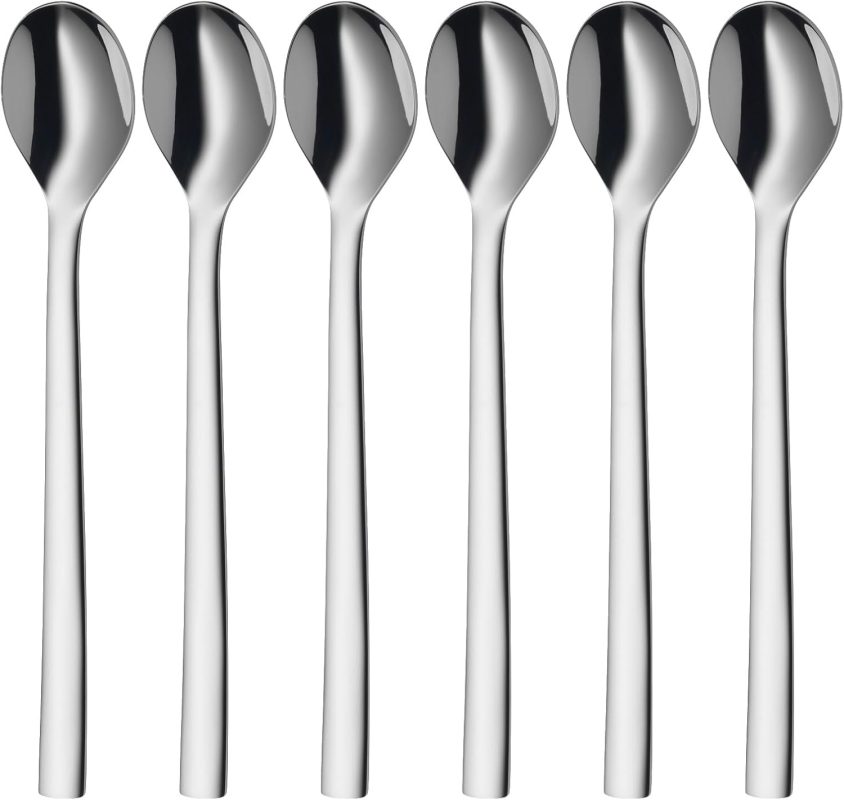 WMF Nuova – Set of 6 Latte Macchiato Spoon 19 cm, Polished Stainless Steel, Cromargan, Dishwasher Safe