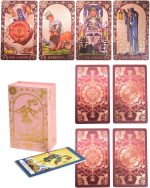 English Wine Red Aluminum Foil Tarot Deck, 78 Cards + 2 Trading Cards, with 36 English Color Guide Pages, PVC Frosted Holographic Print, Design