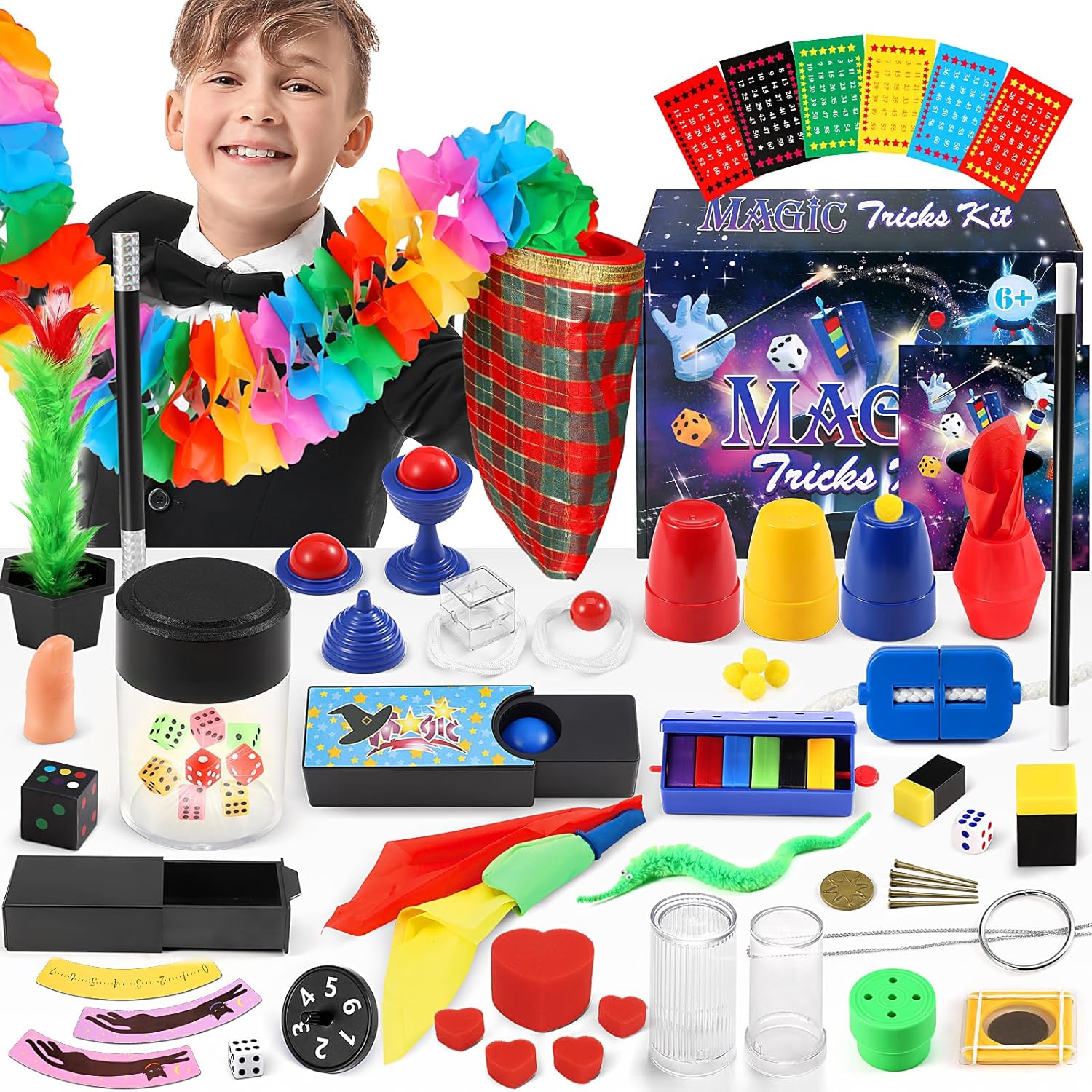 Magic Game - 70+ Magic Tricks for Kids - Kids Magic Game - 70+ Magic Tricks for Kids - Kids Magic Game with Magic Wand and Instructions - Halloween Toys Gift for Boys Girls Beginners 6 7 8 9 10 11 12 Years Old
