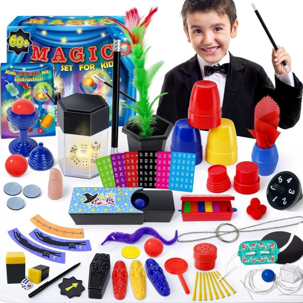 Magic Set, 60 Magic Tricks for Kids, Magic Set with Instructions, Gift Toys for Kids Ages 6-12