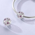 LNQOBU 925 Sterling Silver Birthstone Charm Beads for Pandora Bracelets, Lucky Clover Heart Pendant, Birthday Gift, Jewelry for Women - Imagen 3