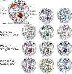 LNQOBU 925 Sterling Silver Birthstone Charm Beads for Pandora Bracelets, Lucky Clover Heart Pendant, Birthday Gift, Jewelry for Women - Imagen 5
