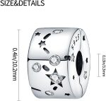 LNQOBU Clip/Stopper Charm for 925 Sterling Silver Bracelet – Star and Moon Charm with Cubic Zirconia Pavé – Blue Butterfly – Jewellery Gift for Women - Imagen 5