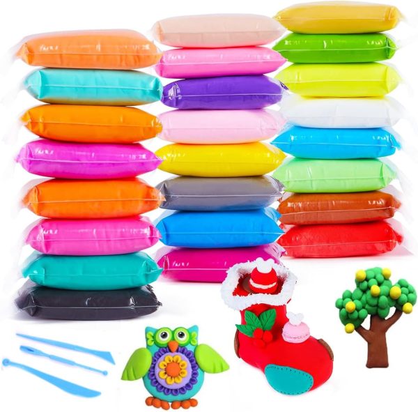Air Dry Clay Polymer Clay 24 Colors Modeling Clay Set Air Dry Magic Putty Self Curing Ultra Light Clay Set with Tools