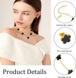 Juego de joyas de trébol de cuatro hojas de 18 quilates, para mujer y niña, chapado en oro, pulsera de trébol de cuatro hojas, collar, pendientes, pulsera, juego de joyas para el día de la - Imagen 3