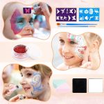 Body and face paint kit, children's make-up kit, 12 colours palette 18 reutlable plants, washable face paint for children, safe non-toxic daily use and creative activities - Imagen 4