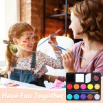Body and face paint kit, children's make-up kit, 12 colours palette 18 reutlable plants, washable face paint for children, safe non-toxic daily use and creative activities - Imagen 6