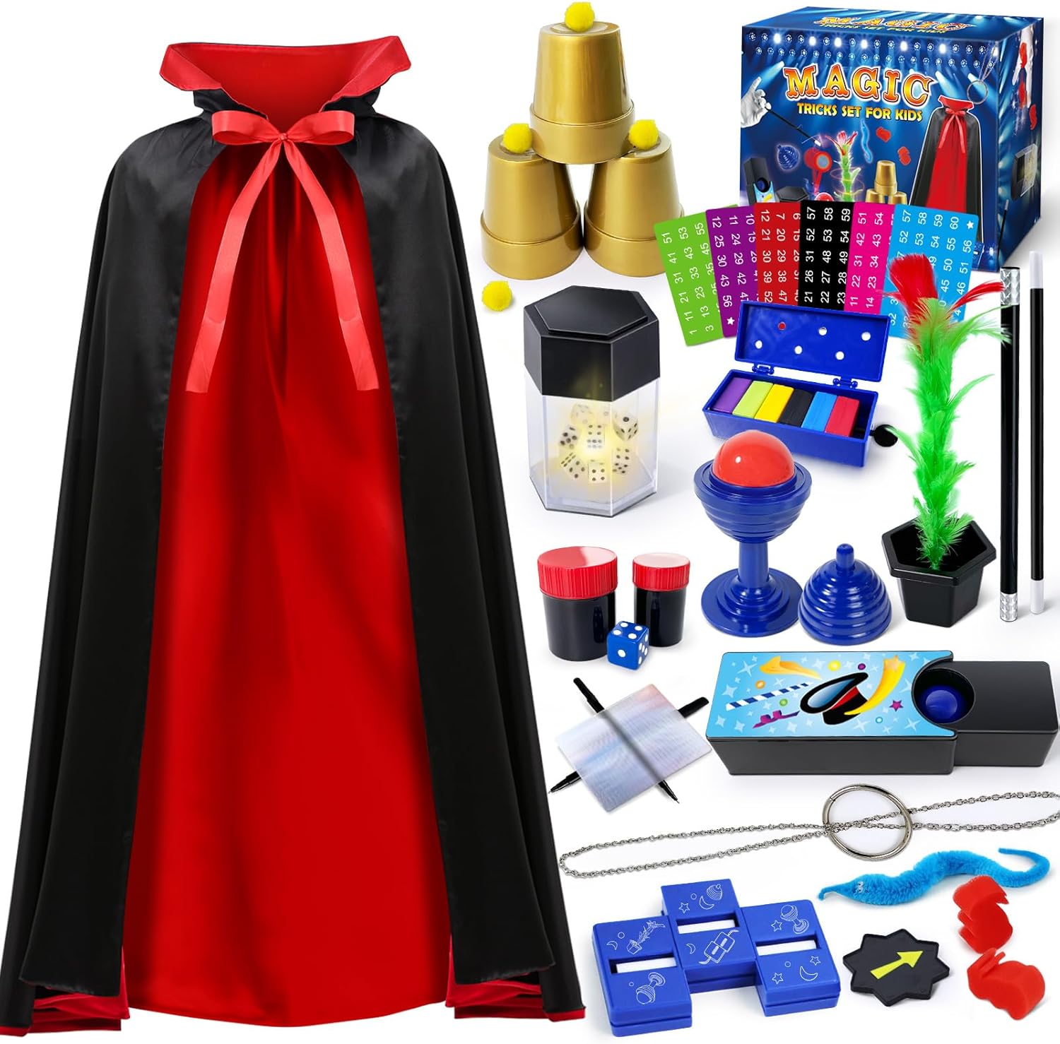 Magic Kit, Magic Set with Wizard Costume for Kids, Magic Magic Kit, Magic Set with Wizard Costume for Kids, Magic Tricks for Kids Age 6 7 8 9 10 11 12 Years Old