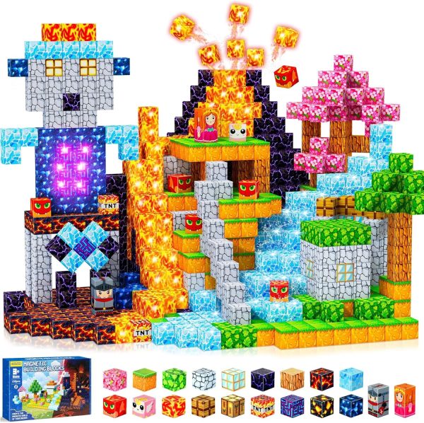 Magnetic Building Blocks for Children, 150 Pieces Magnetic Constructions Children, Magnetic Pieces, Creative Montessori Toy for 3 4 5 6 7 8 9 10 Years Halloween