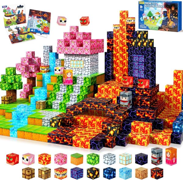 Magnetic Blocks Building Children, 150 Pieces Magnetic Children, 3D Magnetic Constructions Creative Montessori Toy for Children 3 4 5 6 7 8 9 10 Years Inch