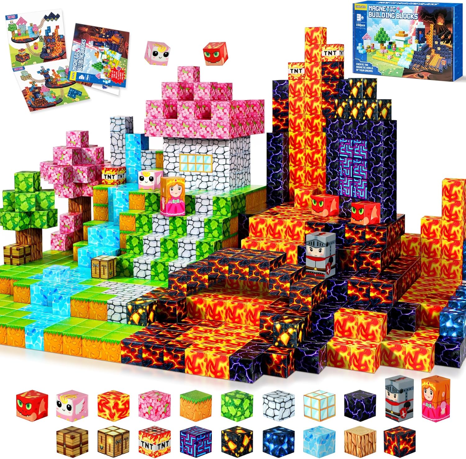 Magnetic Blocks Building Children, 150 Pieces Magnetic Children, 3D Magnetic Magnetic Blocks Building Children, 150 Pieces Magnetic Children, 3D Magnetic Constructions Creative Montessori Toy for Children 3 4 5 6 7 8 9 10 Years Inch