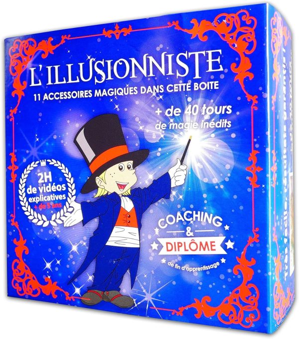 Magic Case for Children (5 years and +) – The Illusionist – Learn +45 Professional Magic Tricks – 88 videos (iOS & Android App) + 11 Accessories + Coaching by a Magician Pro