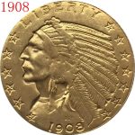 Réplicas de Monedas de 24 años Diferentes, 5 Monedas de Oro, Monedas conmemorativas, dólar de Plata de 21,6 mm, 1910-S - Imagen 3