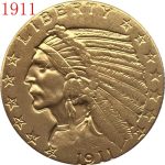 Réplicas de Monedas de 24 años Diferentes, 5 Monedas de Oro, Monedas conmemorativas, dólar de Plata de 21,6 mm, 1910-S - Imagen 4