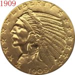 Réplicas de Monedas de 24 años Diferentes, 5 Monedas de Oro, Monedas conmemorativas, dólar de Plata de 21,6 mm, 1910-S - Imagen 5