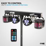 MAX PARTYBAR12 LED Party Lighting Kit with PAR and Derby Bulbs, Auto Shows or DMX Lights, Remote Control and Tripod, Ideal for DJs, Events, Weddings and Portable Nightclubs - Imagen 7
