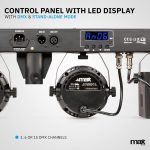 MAX PARTYBAR12 LED Party Lighting Kit with PAR and Derby Bulbs, Auto Shows or DMX Lights, Remote Control and Tripod, Ideal for DJs, Events, Weddings and Portable Nightclubs - Imagen 8
