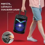 PYLE Speaker System, PA, 800W, Bluetooth, Portable, Rechargeable, Outdoor, 12" Subwoofer, 1" Tweeter, Recording Function, Microphone, Party Lights, USB/SD Radio, Black - Imagen 6