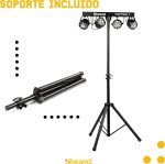 BeamZ Partybar3 Music Controlled or Standalone DJ Light System DMX, 4 PARs RGB with Magic Balls - Disco Accessory (LED Disco Laser Projector, RGB 8 Channel) Disco Lights Stand - Imagen 3