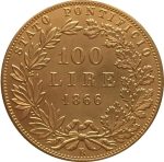 1866 Italian Coin, 100 Lira, Pure Copper, Gold Plated, Antique Silver Dollar Coin Artisan Collection - Imagen 2