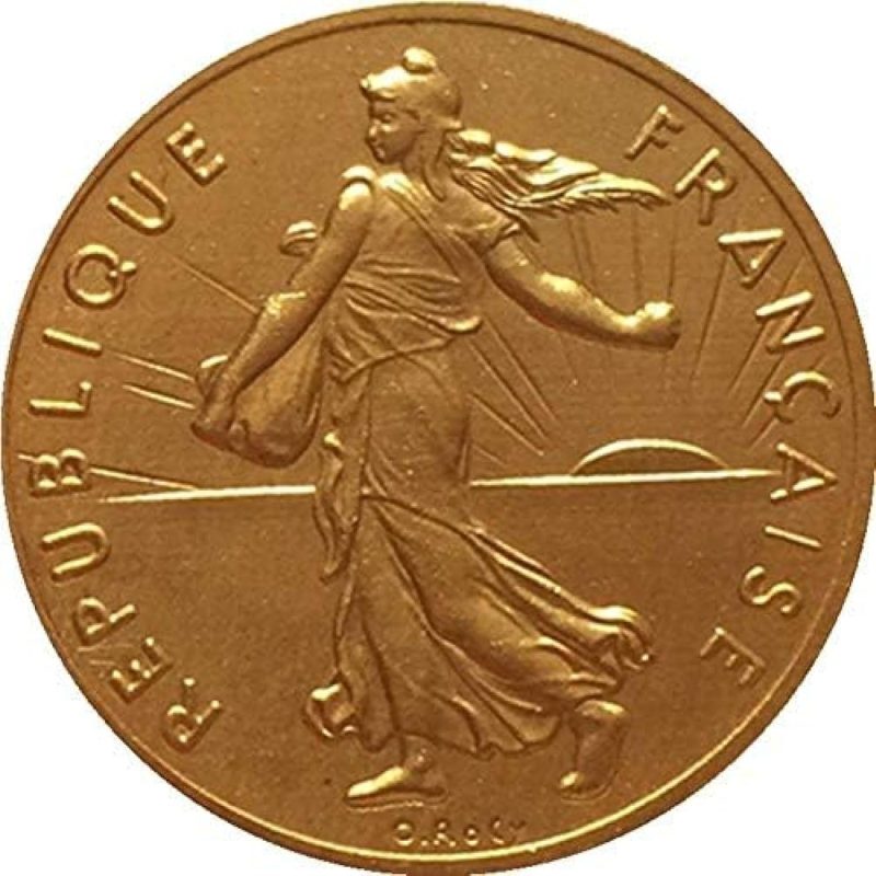 1969 Gold Plated French Coin, Ancient Silver Commemorative Coin, One Silver Dollar