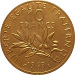 1969 Gold Plated French Coin, Ancient Silver Commemorative Coin, One Silver Dollar - Imagen 2