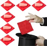 4 Pieces Magic Trick Fake Thumb Soft Plastic Fake Fingers with Red Cloth for Training, Prank Toy and Magic Accessory for Parties