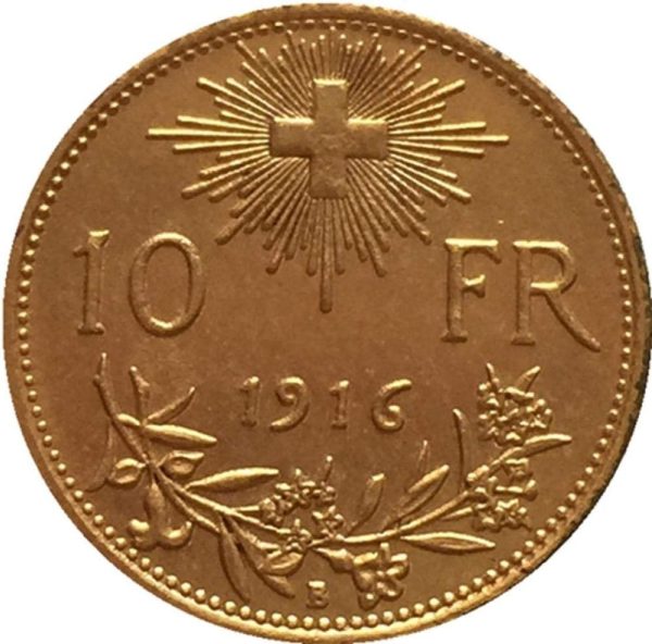 7 Dates Different Gold Plated Pure Copper Swiss Coins 1911-1922 Antique Silver Dollar Coin Gift-1916