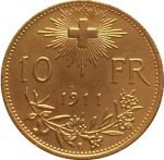 7 Dates Different Gold Plated Pure Copper Swiss Coins 1911-1922 Antique Silver Dollar Coin Gift-1916 - Imagen 2