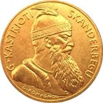 Antique 1927 Albanian Dollar Gold Plated Pure Copper Silver Coin