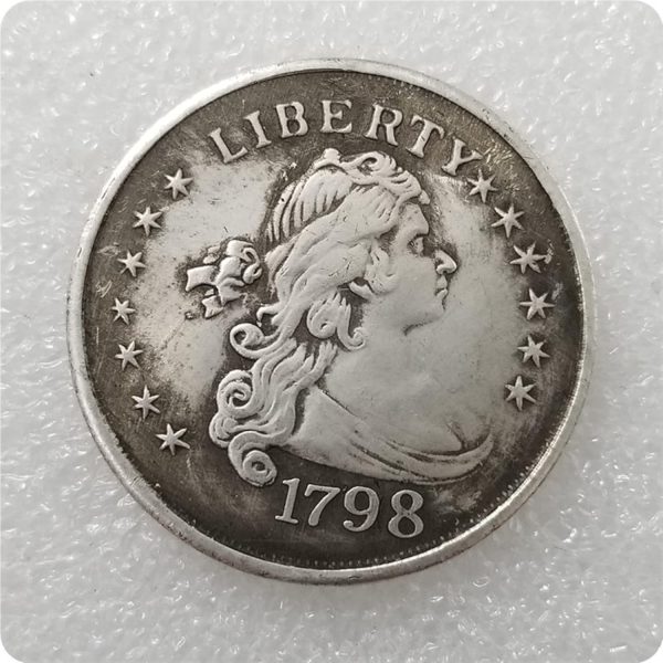 Antique Crafts American 1798 Silver Dollar Silver Plated Brass #018