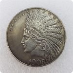 Artesanías Antiguas Moneda Conmemorativa de dólar de Plata Indio 1908 Material #01177